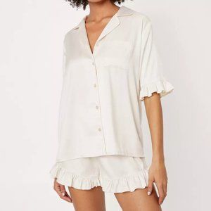 Satin Ruffle Short Pajama Set